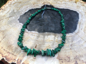 Vintage Malachite Necklace ~ 16&quot; Long ~ Genuine Gemstones ~ Crystal Goddess Sacred Adornment ~ Fast & Free Shipping