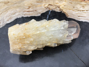 Elestial Quartz Crystal Big 3.5 oz. Wand ~ 3" Long ~ Sparkling Golden Healer, Clear Point Gentle Gold Base Of Cascading Baby Points ~ Rare