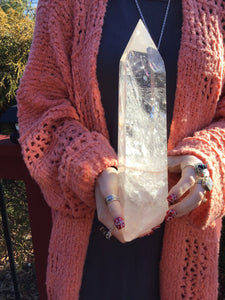 SOLD OUT ~ Reserved for Tiana ~ Final Payment 4 of 4 ~ Clear Quartz Crystal Large 5 lb. 14 oz. Generator ~ 11" Tall ~ Ancient Red Sand