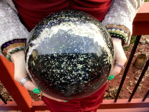 SOLD OUT ~ Reserved for Angela ~ Payment 8 of 23 ~ Large 27 Lb.  ~ Rare Black & Green Tourmaline Crystal Quartz Ball Sphere ~ 8" Wide