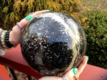 Load image into Gallery viewer, SOLD OUT ~ Reserved for Angela ~ Payment 8 of 23 ~ Large 27 Lb.  ~ Rare Black &amp; Green Tourmaline Crystal Quartz Ball Sphere ~ 8&quot; Wide