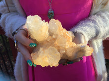 Load image into Gallery viewer, Elestial Clear Quartz Crystal Large 3 lb. Golden Healer Cluster ~ 5&quot; Long ~ Rare Sparkling Meditation Stone ~ Big Display ~ Fast Shipping