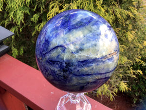 Sodalite Crystal Ball Large 6 lb. 13 oz. Polished Sphere ~ 5"~ Big Beautiful Royal Blue Color ~ Reiki, Altar Display ~ Free & Fast Shipping