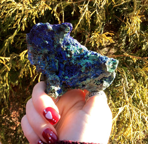 Azurite Crystal 9.5 oz. Cluster ~ 3" Long ~ Large Indigo Blue, Malachite Matrix ~ Breathtaking  ~ Mined in Shanghai ~ Fast & Free Shipping