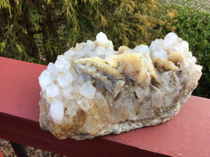Golden Calcite Quartz Crystal Large 3 Lb. 4 oz. Cluster ~ 6" Long ~ Awesome Big Sparkling White Phantom Clear Points ~ Fast & Free Shipping