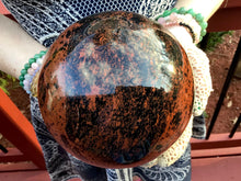 Load image into Gallery viewer, Obsidian Crystal Quartz Ball Large 8 Lb. 7 oz. Natural Mahogany Polished Sphere ~ 5&quot; Wide ~ Reiki, Altar Meditation Display ~ Fast Shipping