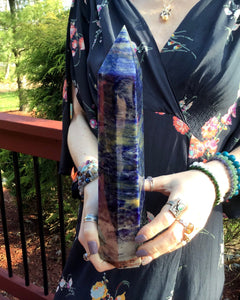 Sodalite Crystal Large 3 Lb. 15 oz. Generator ~ 11" Tall ~ Sparkling White & Blue ~ Big Beautifully Polished High Quality ~ Self Standing