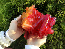 Load image into Gallery viewer, Angel Aura Quartz Crystal Large 4 Lb. 3 oz. Cluster ~ 6&quot; Tall ~ Electric Orange, Yellow &amp; Red ~ Sparkly Points ~ Rainbow Iridescent Colors