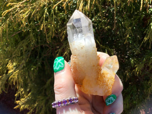 Clear Quartz Tibetan Elestial 3.3 oz. Crystal Wand ~ 3" Long Golden Healer ~ Sparkling Inclusions ~ Meditation Handheld ~ Fast Free Shipping
