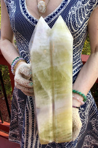 Citrine Crystal Quartz Twin Flame Large 15 Lb. Double Generator ~ 15" Tall ~ Stunning Yellow White Banded Inclusions ~ Free Standing Display