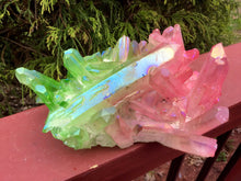 Load image into Gallery viewer, Aura Quartz Crystal Large 2 Lb. 12 oz. Cluster ~ 6&quot; Long ~ Electric Pink &amp; Green Points ~ Rainbow Iridescent Sparkly Points ~ Fast Shipping