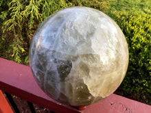 Load image into Gallery viewer, Smokey Citrine Quartz Large 24 lb. Crystal Ball ~ 8&quot; Wide ~ Big Swirling White Bands ~ Sparkling Silver Golden Inclusions ~ Fast Shipping