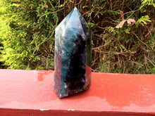 Load image into Gallery viewer, Fluorite Crystal Quartz Generator Large 1 lb. 5 oz. Tower ~ 5 1/2&quot; Tall ~ Vibrant Purple &amp; Blue Vivid Colors ~ Free Standing ~ Reiki, Altar