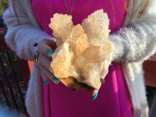 Load image into Gallery viewer, Elestial Clear Quartz Crystal Large 3 lb. Golden Healer Cluster ~ 5&quot; Long ~ Rare Sparkling Meditation Stone ~ Big Display ~ Fast Shipping