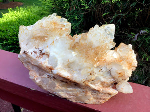 Elestial Quartz Crystal Large 5 lb. 12 oz. Cluster ~ 9" Long Sparkling Clear Golden Healer ~ Meditation Stone Big Display ~ Fast Shipping