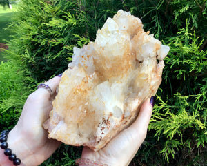 Elestial Quartz Crystal Large 5 lb. 12 oz. Cluster ~ 9" Long Sparkling Clear Golden Healer ~ Meditation Stone Big Display ~ Fast Shipping