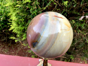 Jasper Crystal Ball  Large 1 Lb. 6 oz. Polished Polychrome Sphere ~ 3" Wide ~ Breathtaking Pastel Colors Sparkly Inclusions ~ Altar Reiki