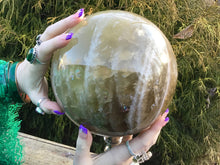 Load image into Gallery viewer, Citrine Crystal Ball Large 16 Lb. Polished Sphere ~ 7&quot; Wide ~ Sparkling Smokey Golden Inclusions ~ White Bands ~ Golden Sunshine Yellow