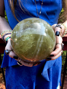 Smokey Citrine Crystal Ball Golden Banded Large 10 lb. 11 oz. Quartz Sphere  ~ 6" Wide ~ Big Stunning, Shimmery, Sparkling Gold Inclusions