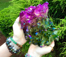 Load image into Gallery viewer, Aura Quartz Crystal Large 4 Lb. 2 oz. Cluster ~ 8&quot; Long ~  Sparkling Rainbow Iridescent Electric Purple &amp; Forest Green ~ Fast Free Shipping