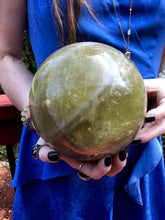 Load image into Gallery viewer, Smokey Citrine Crystal Ball Golden Banded Large 10 lb. 11 oz. Quartz Sphere  ~ 6&quot; Wide ~ Big Stunning, Shimmery, Sparkling Gold Inclusions