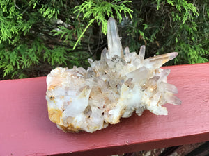 Lemurian Frosted Clear Quartz 1 lb. Cluster ~ 5" Long ~ Stunning Long Big Points ~ Ancient Sand Inclusions ~ Altar, Reiki Crystal Display