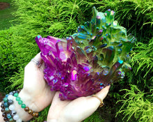 Load image into Gallery viewer, Aura Quartz Crystal Large 4 Lb. 2 oz. Cluster ~ 8&quot; Long ~  Sparkling Rainbow Iridescent Electric Purple &amp; Forest Green ~ Fast Free Shipping
