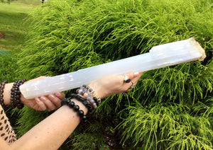 SOLD OUT ~ Reserved for J ~ Payment 5 of 14 ~ Large 3 Lb. 9 oz. ~ Selenite Crystal Wand - 18" Long ~ Huge Beautiful White Shiny Iridescent
