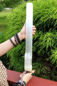 SOLD OUT ~ Reserved for J ~ Payment 5 of 14 ~ Large 3 Lb. 9 oz. ~ Selenite Crystal Wand - 18" Long ~ Huge Beautiful White Shiny Iridescent