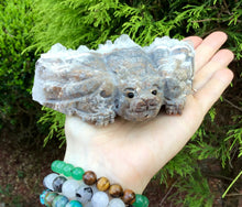 Load image into Gallery viewer, SOLD OUT ~ Reserved for June ~ Payment 5 of 8 ~ Bat Hand Carved Crystal Quartz Cluster Large 12.7 oz. ~ Sculpture ~ 5&quot; Long ~ Free Standing