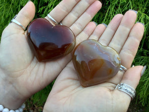 Carnelian Pair of Heart Crystals ~ Stunning Orange, Red & White Colors ~ Perfect for Gift Giving ~ Sharing ~ Crystal Grids, Reiki, Altar ~