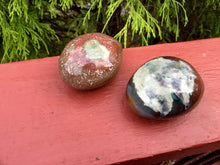 Load image into Gallery viewer, Bloodstone Duo of Polished Palm Stones ~ Beautiful Red, Green and White Colors ~ Perfect for Meditation, Sharing, Altar, Grids, Reiki, Gifts