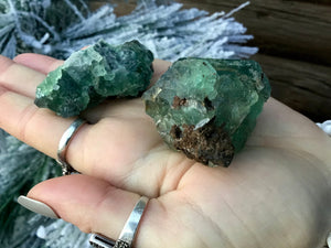 Fluorite Crystal Pair of Pocket or Altar Crystals ~ 4.7 oz. Total Weight 2 Gorgeous, Blue Green ~ Perfect for Meditation, Third Eye, Gifting