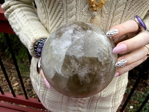 Smokey Citrine Crystal Ball Large 4 lb. 11 oz. Polished Sphere ~ 4" Wide ~ Sparkling Golden Clear Rainbow Inclusions ~ Fast Free Shipping