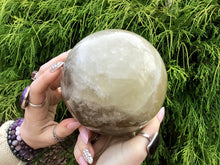 Load image into Gallery viewer, Smokey Citrine Crystal Ball Large 4 lb. 11 oz. Polished Sphere ~ 4&quot; Wide ~ Sparkling Golden Clear Rainbow Inclusions ~ Fast Free Shipping