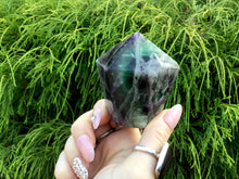 Load image into Gallery viewer, Fluorite Generator Crystal 9 oz. Gem Cut Display ~ 2 1/2&quot; Tall ~ Beautiful Rainbow Purple Colors ~ High Quality Tower ~ Fast &amp; Free Shipping