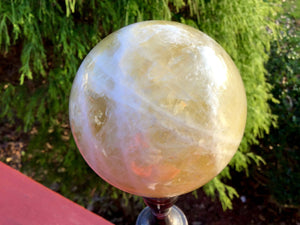 Citrine Quartz Crystal Ball Banded Large 1 lb. 11 oz. Polished Sphere ~ 3" Wide ~ Deep Golden Sparkling Inclusions ~ Fast & Free Shipping