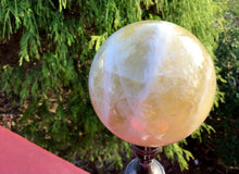 Load image into Gallery viewer, Citrine Quartz Crystal Ball Banded Large 1 lb. 11 oz. Polished Sphere ~ 3&quot; Wide ~ Deep Golden Sparkling Inclusions ~ Fast &amp; Free Shipping