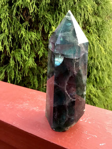 Fluorite Crystal Generator Large 1 Lb. Tower ~ 5" Tall ~ Electric Glowing Blue & Purple Rainbow Color Inclusions ~ Fast Free Shipping