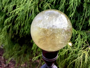 Citrine Crystal Ball Clear Quartz Large 7.9 oz. Sphere ~ 2" Wide ~ Sparkling Silver Inclusions ~ Altar Reiki Display ~ Fast & Free Shipping