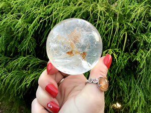 Clear Quartz Crystal Ball 11.6 oz. Sphere ~ 2" Wide Ultra Sparkling Golden Healer ~ Beautiful Reiki, Altar Feng Shui Meditation Room Display
