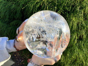 Clear Quartz Crystal Ball 13 Lb. 15 oz. Ultra Sparkling Polished Sphere ~ 6" Wide ~ Beautiful Reiki, Altar, Feng Shui Meditation Display