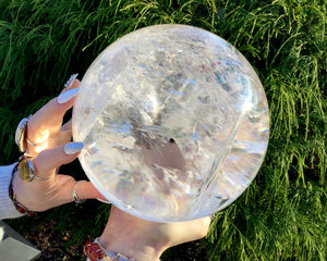 Clear Quartz Crystal Ball 13 Lb. 15 oz. Ultra Sparkling Polished Sphere ~ 6" Wide ~ Beautiful Reiki, Altar, Feng Shui Meditation Display