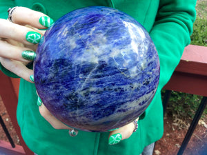 Sodalite Crystal Ball Large 6 lb. 13 oz. Polished Sphere ~ 5"~ Big Beautiful Royal Blue Color ~ Reiki, Altar Display ~ Free & Fast Shipping