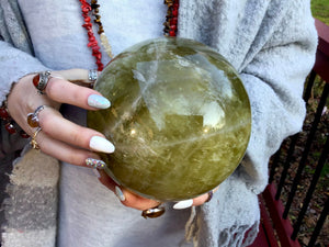 Citrine Crystal Ball Large 11 lb. Polished Quartz Sphere ~ 6" Wide ~ Sparkling Golden Yellow Smokey Inclusions ~ Fast & Free shipping