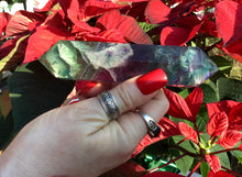 Load image into Gallery viewer, Fluorite Clear Double Terminated Big 8.3 oz. Generator ~ 5&quot; Long Wand ~ Sparkling Green, Purple, Blue Rainbow Colors ~  Reiki Altar Display
