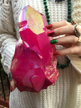 Load image into Gallery viewer, Aura Quartz Crystal Large 5 Lb. 14 oz. Cluster ~ 8&quot; Long ~ Sparkling Pink Red &amp; Bright Orange ~ Dazzling Iridescent Colors ~ Reiki Display