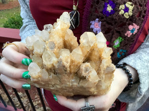 Elestial Golden Healer Large 2 Lb. 15 oz. Cluster ~ 4" Tall ~ Rare Frosted Multi Points ~ Stunning Crystal Quartz Display ~ Free Shipping