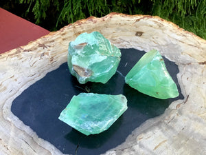 Calcite Trio of Green Crystals  ~ 9.5 oz. ~ Ultra Sparkly Luster ~ Perfect for Gifting ~ Colorful Altar Décor Display ~ Fast & Free Shipping