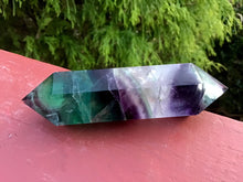 Load image into Gallery viewer, Fluorite Wand Clear Double Terminated Big 5.4 oz. Generator ~ 4&quot; Long ~ Sparkling Green, Purple, Blue Rainbow Colors ~ Reiki Altar Display